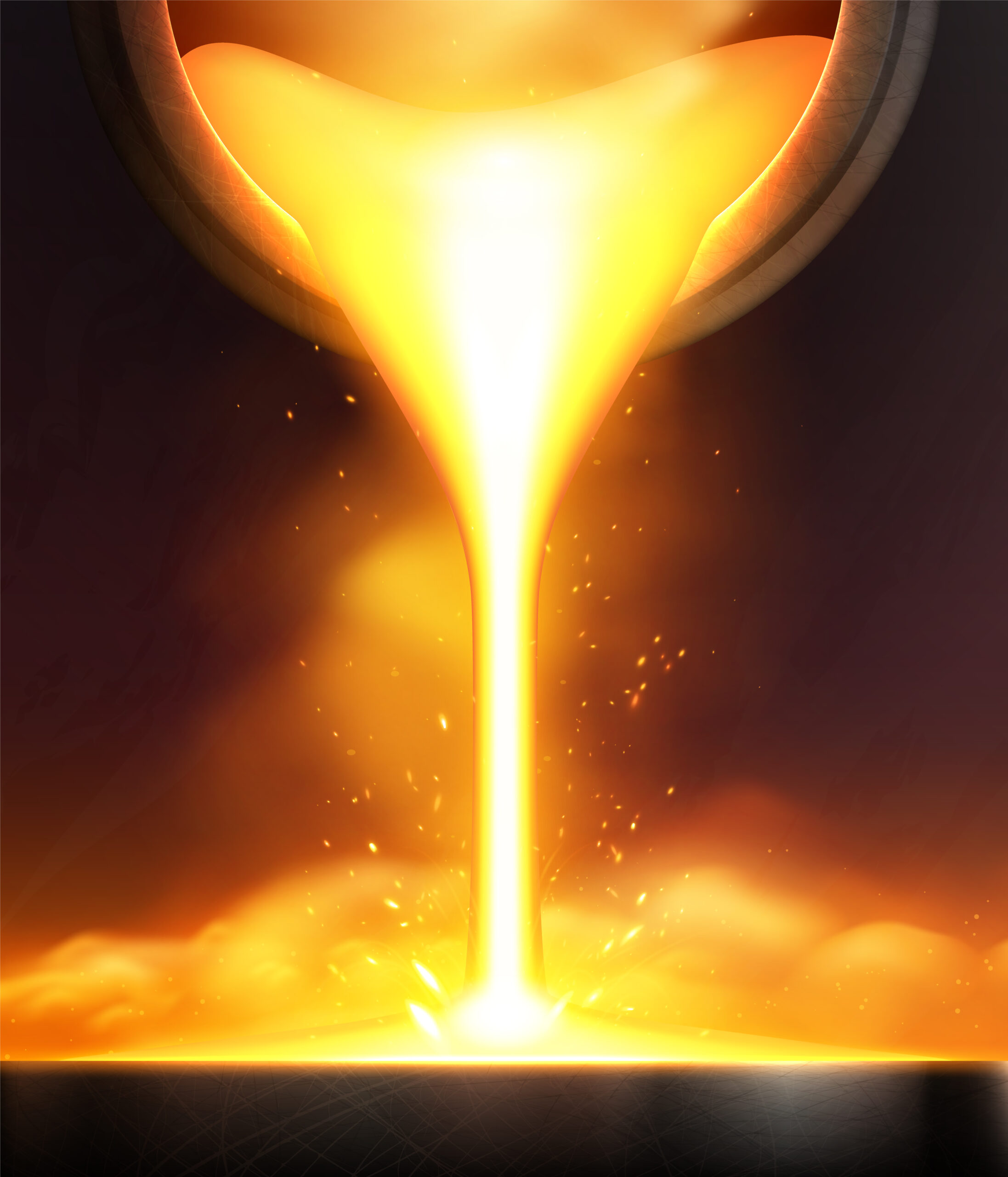 pouring metal realistic composition